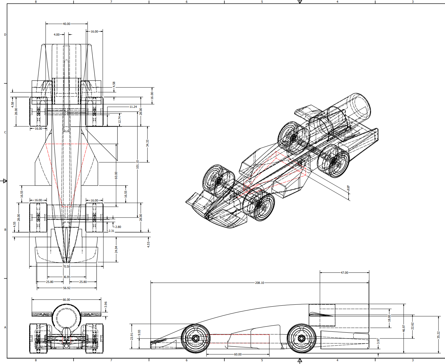 F1 in Schools general arrangement engineering drawing