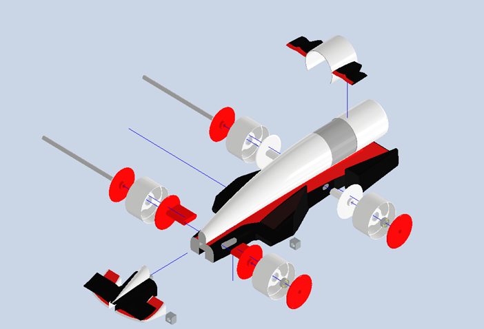 Exploded CAD assembly of F1 in Schools car