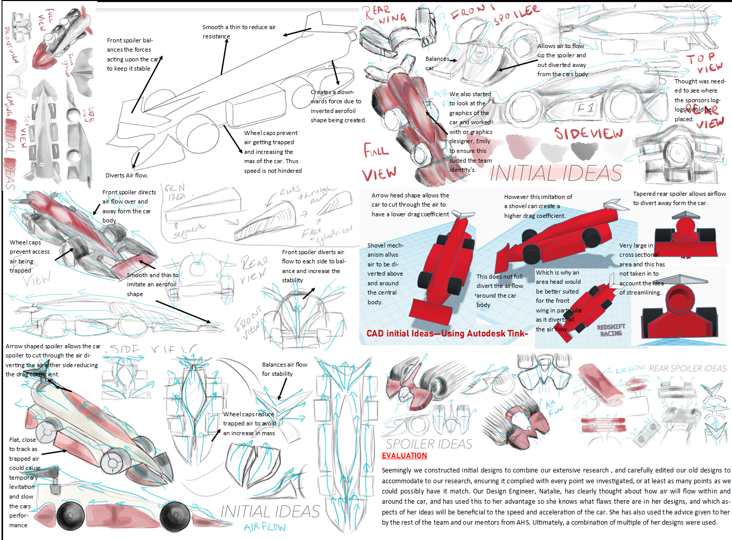 F1 in Schools initial concept sketches