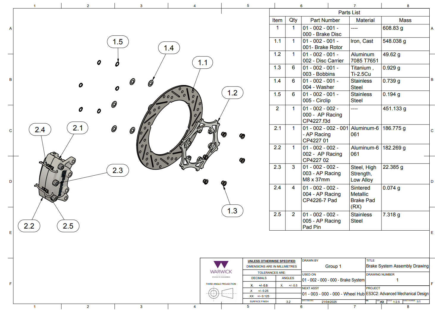 Brake assembly drawing