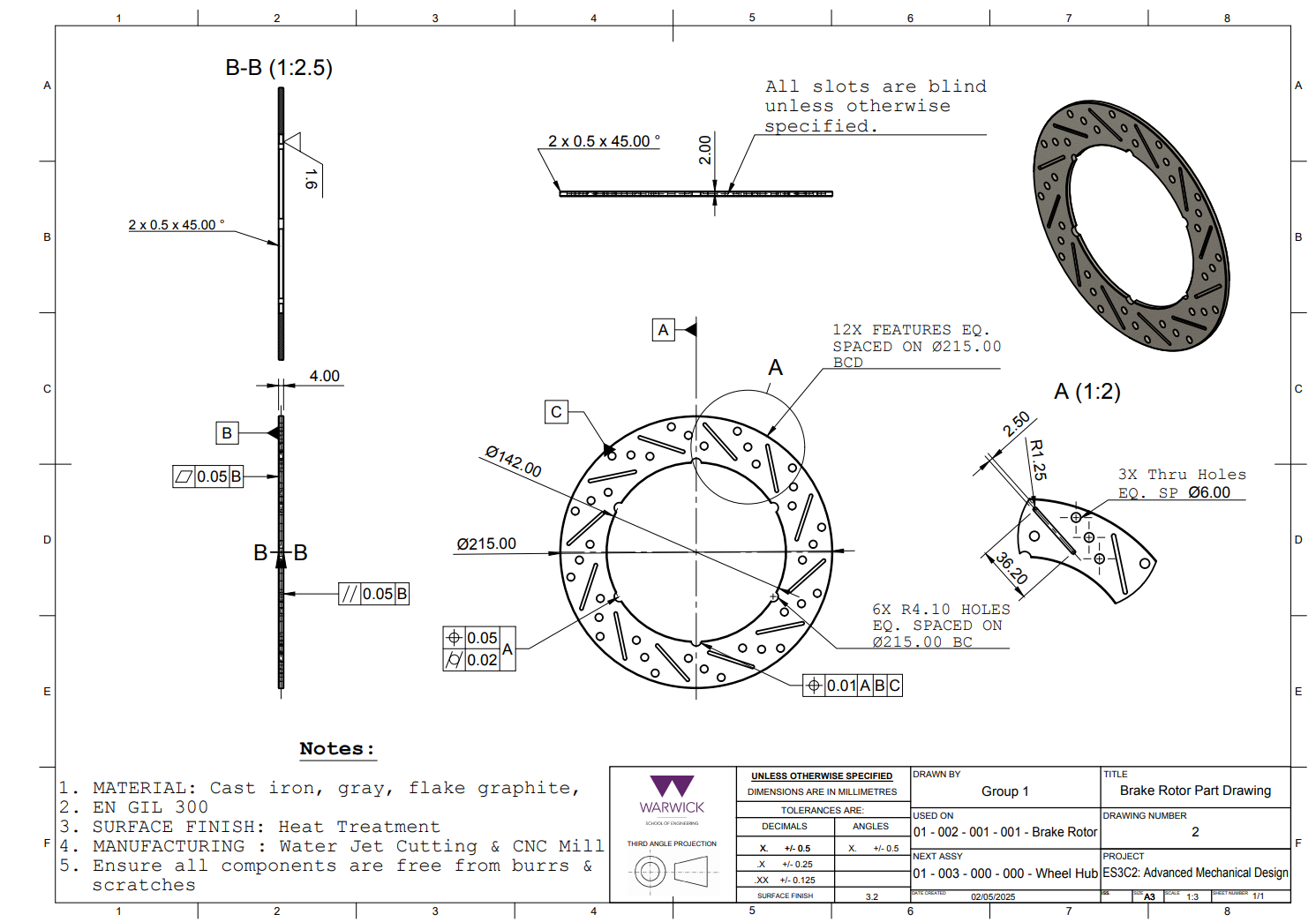 Brake rotor drawing