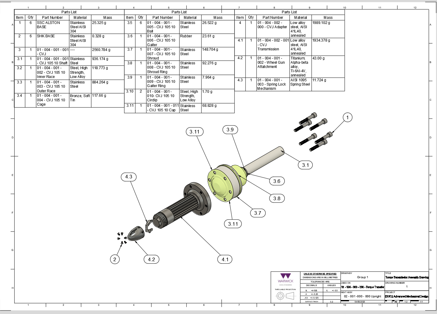 Torque transfer assembly drawing